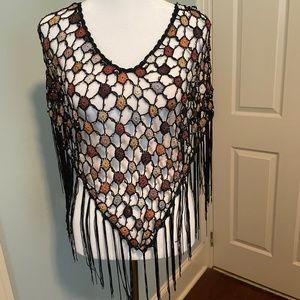 Crochet Knit Fringe Cape Size Small/ Medium